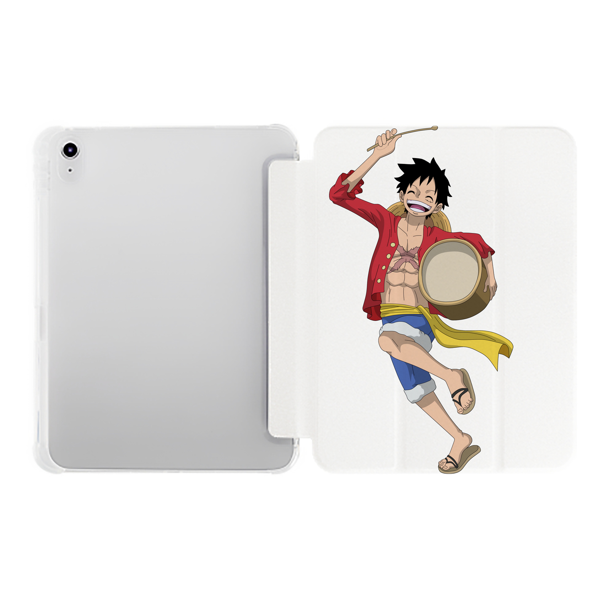 （画像用） ワンピース モンキー・D・ルフィ ONE PIECE Monkey D. Luffy IPad ケース ペン収納付き 三つ折りスタンド PUレザー×シリコン 対応機種9.5/10.5/10.9インチ